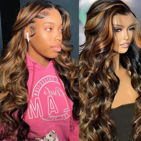 1B/30 Ombre Highlight Lace Front Wigs Human Hair 13x6 Body Wave Wig Human Hair 13x4 Transparent Lace Frontal Wigs For Women
