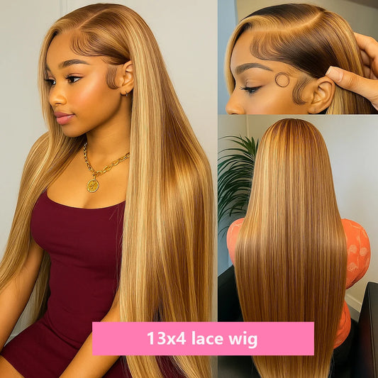 P4/27 Highlight Wig Human Hair 13x4 Bone Straight Lace Front Wigs Human Hair Ombre 613 Blonde Colored Human Hair Wig Pre Plucked