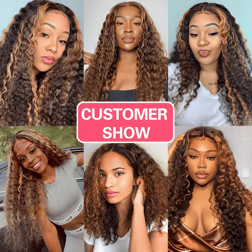 Highlight Deep Wave Wigs Human Hair Wig 13x6/13x4 HD Lace Frontal Wig 427 Honey Blonde 13x4 Lace Front Human Hair Wigs For Women