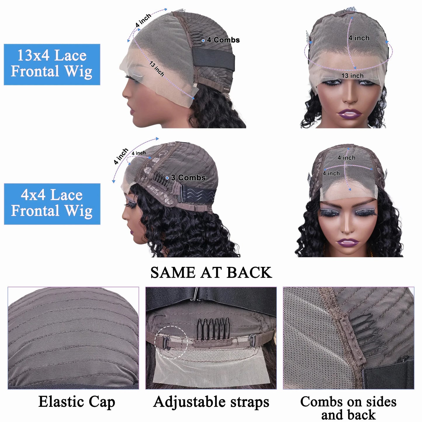Brazilian Curly Short Bob 13x4 HD Lace Frontal Wigs 220% Deep Water Wave 4x4 Lace Front Wig 100% Human Hair For Women 14 16 Inch