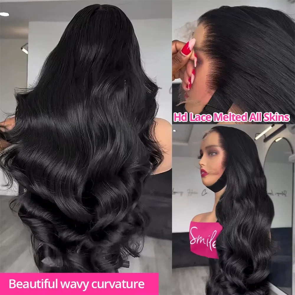 Body Wave 13x6 HD Transparent Lace Front Human Hair Wigs For Black Women 30 36 Inch 13x4 Lace  Frontal Brazilian Wigs