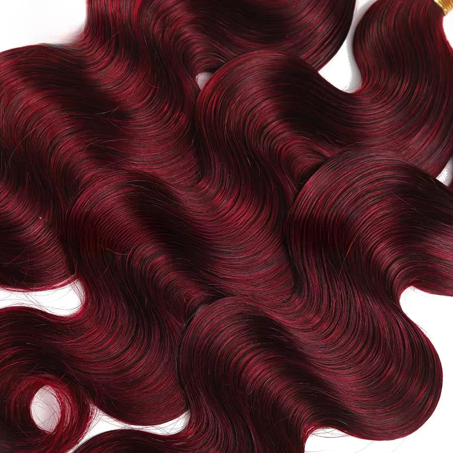 Royal 99j Burgundy Colored Body Wave Human Hair Bundles Brazilian Wavy 1/3/4 Bundles Human Hair Colored Read Brown Hair Bundles