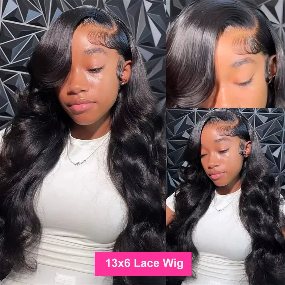 Body Wave 13x6 HD Transparent Lace Front Human Hair Wigs For Black Women 30 36 Inch 13x4 Lace  Frontal Brazilian Wigs