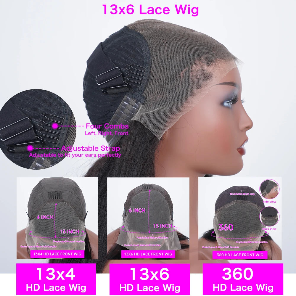 30 40 42 Inch 13x4 13x6 HD Transparent Bone Straight Lace Front Wig 200 Density Brazilian Lace Frontal Wigs Human Hair For Women