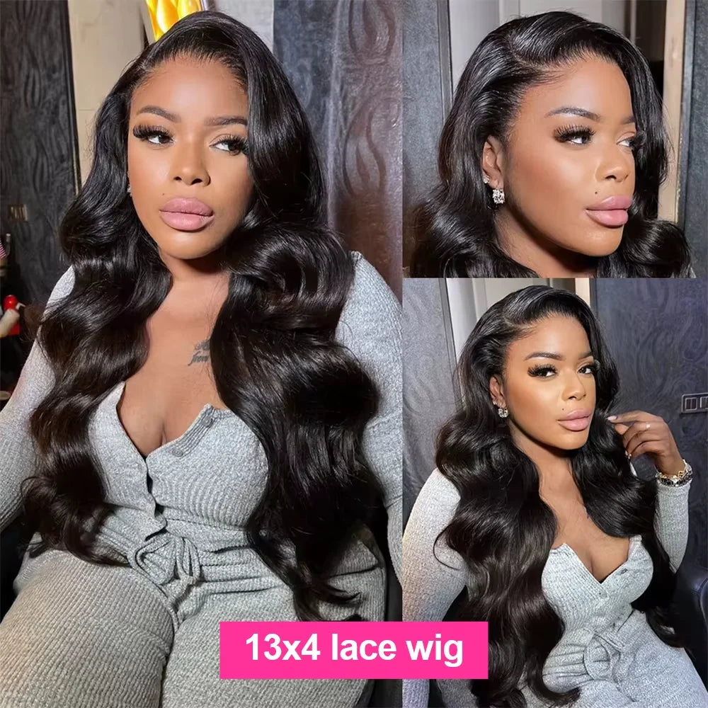 Body Wave 13x6 HD Transparent Lace Front Human Hair Wigs For Black Women 30 36 Inch 13x4 Lace  Frontal Brazilian Wigs