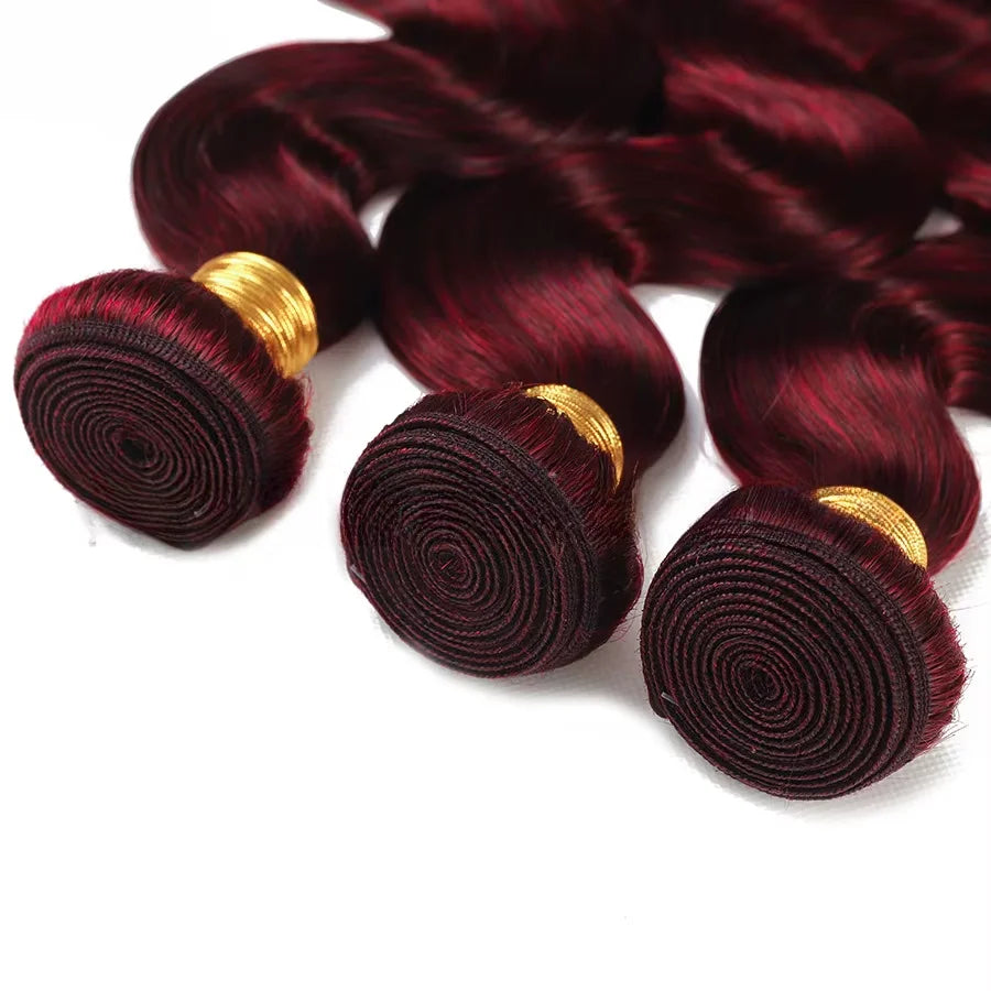 Royal 99j Burgundy Colored Body Wave Human Hair Bundles Brazilian Wavy 1/3/4 Bundles Human Hair Colored Read Brown Hair Bundles