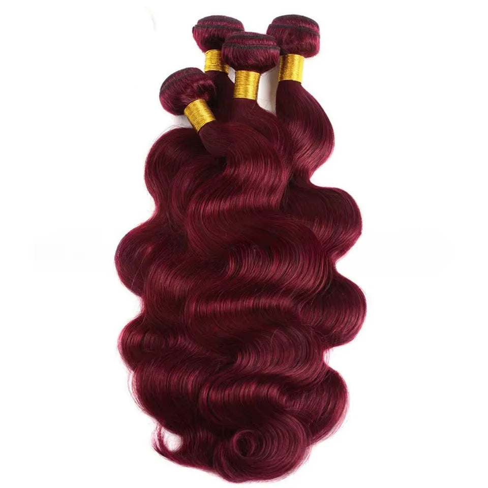 Royal 99j Burgundy Colored Body Wave Human Hair Bundles Brazilian Wavy 1/3/4 Bundles Human Hair Colored Read Brown Hair Bundles
