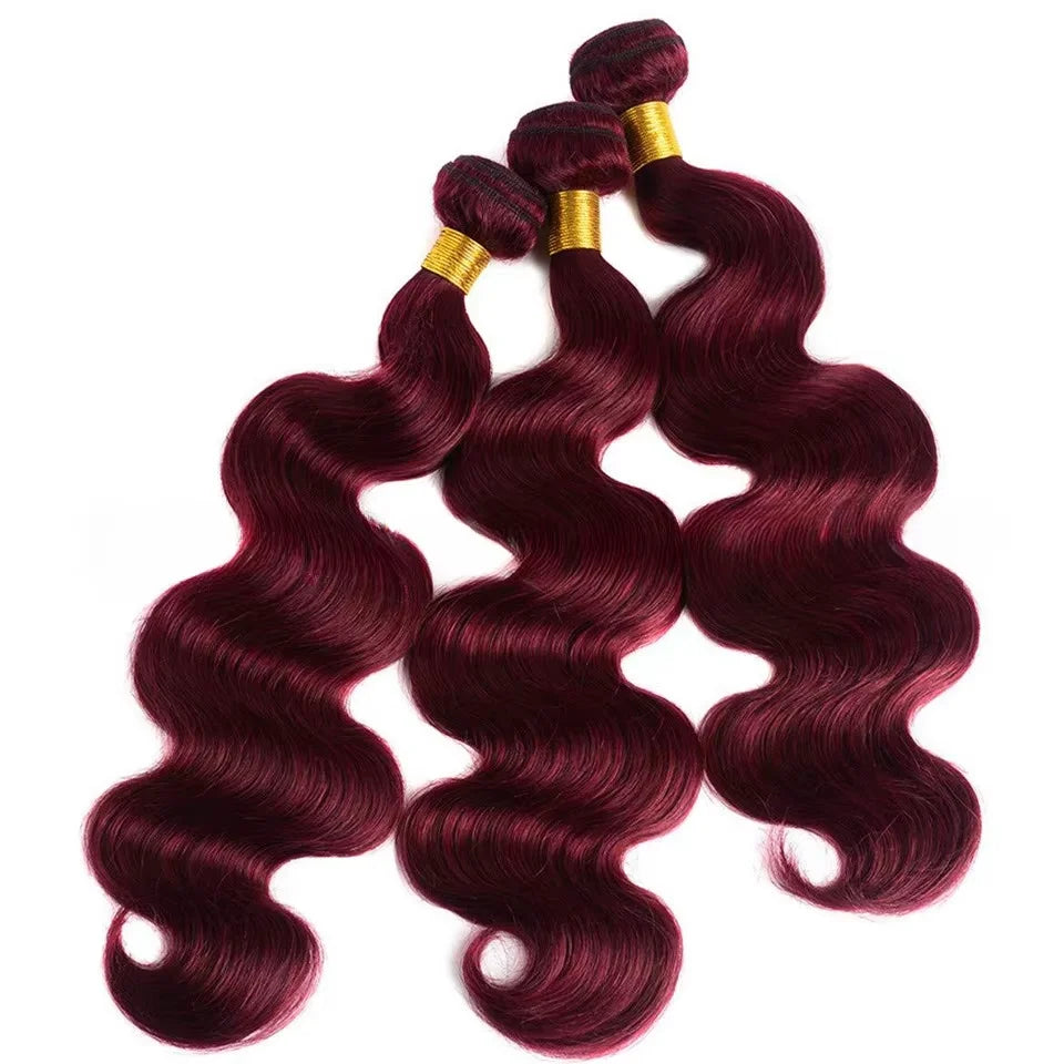 Royal 99j Burgundy Colored Body Wave Human Hair Bundles Brazilian Wavy 1/3/4 Bundles Human Hair Colored Read Brown Hair Bundles