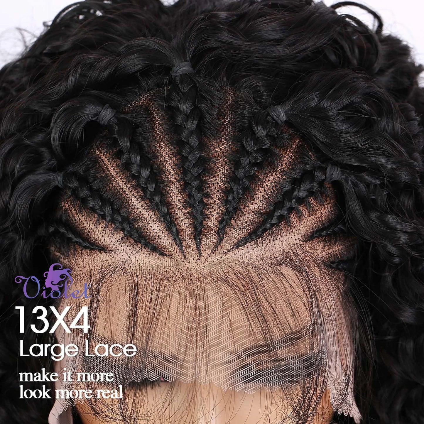 Cornrow Braid Bob Wig Deep Curly Brazilian Human Hair Knotless 13x4 Full Lace Wigs Pre Braided Boho Box Braids Wig For Women