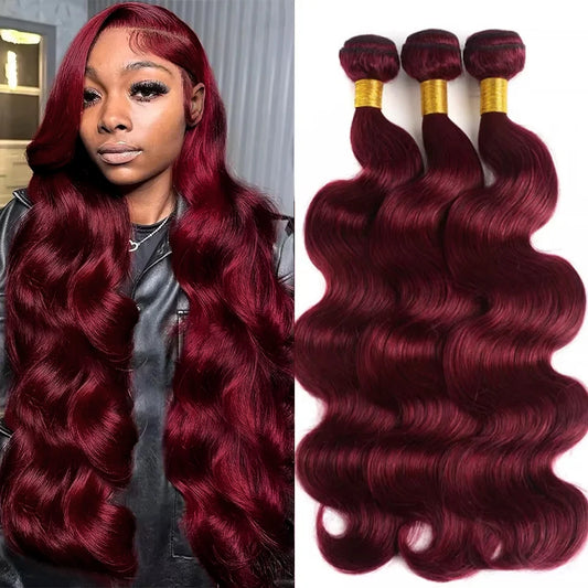 Royal 99j Burgundy Colored Body Wave Human Hair Bundles Brazilian Wavy 1/3/4 Bundles Human Hair Colored Read Brown Hair Bundles