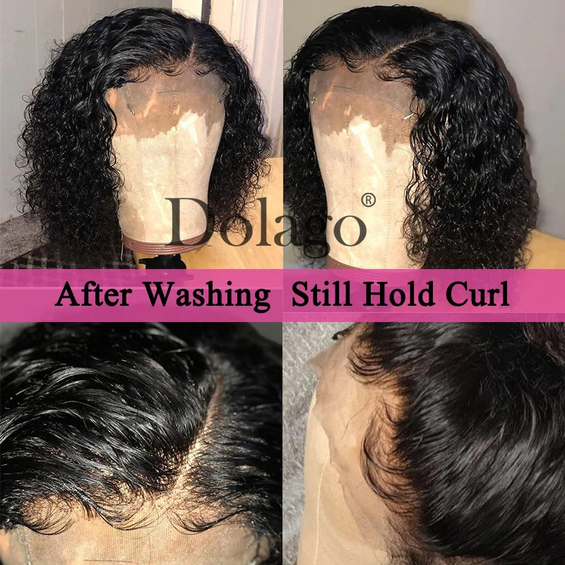 Deep Curly Short Bob Wigs 13x4 Lace Front Human Hair Wigs Brazilian 13x6 Lace Frontal Wig 250% Density Full Remy Wig Dolago