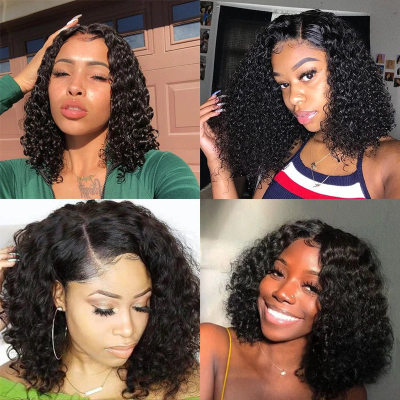 Deep Curly Short Bob Wigs 13x4 Lace Front Human Hair Wigs Brazilian 13x6 Lace Frontal Wig 250% Density Full Remy Wig Dolago