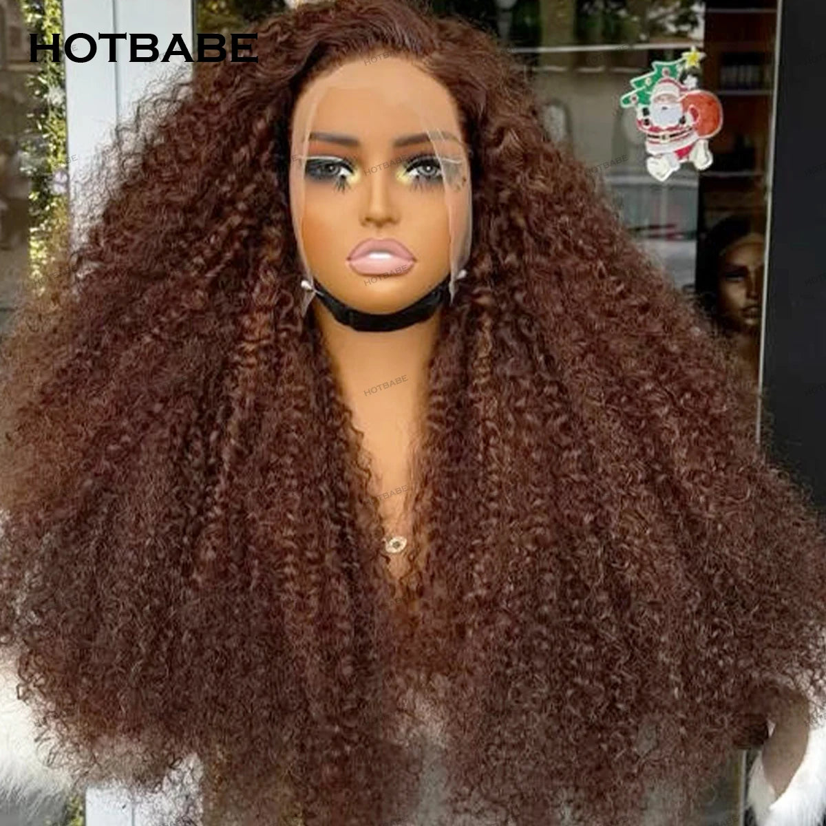 Wear And Go Kinky Curly Glueless Brown Colored Human Hair Wigs 13x6 HD Transparent Lace Frontal Wigs Preplucked Lace Front Wigs