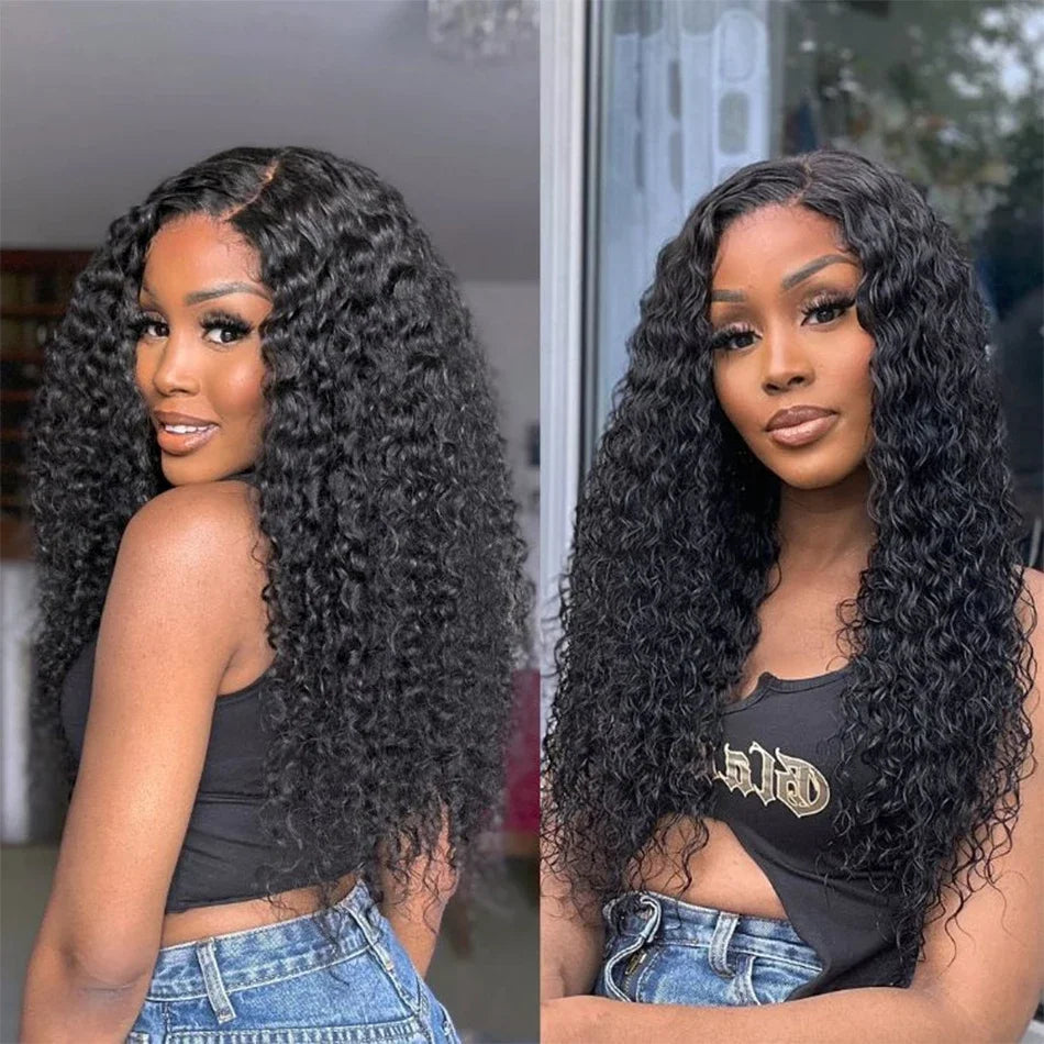 Kinky Curly Human Hair Wig Swiss Lace Frontal Curly Hair Glueless Wigs Pre Plucked Natural Hairline Lace Wig for Women