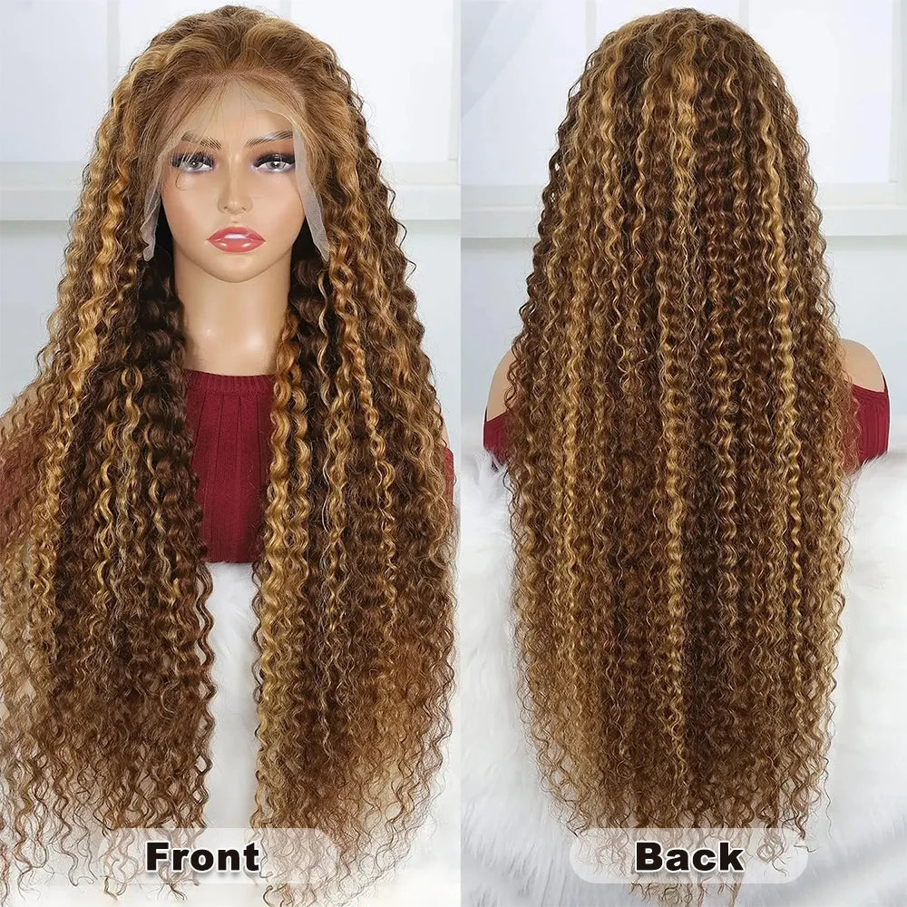 Highlight Deep Wave Wigs Human Hair Wig 13x6/13x4 HD Lace Frontal Wig 427 Honey Blonde 13x4 Lace Front Human Hair Wigs For Women