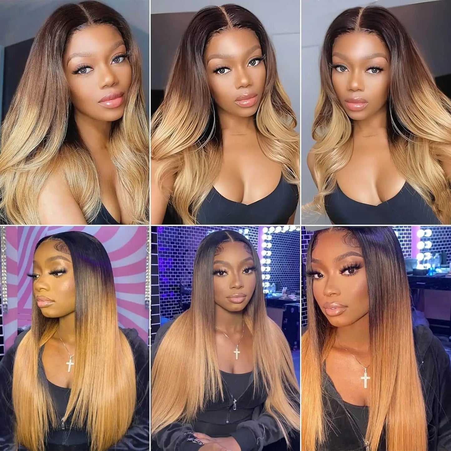13x6 Highlight Ombre Lace Front Wig Human Hair Pre Plucked OT4/30/27 Colored Honey Blonde Lace Front Wig Pre Plucked For Women