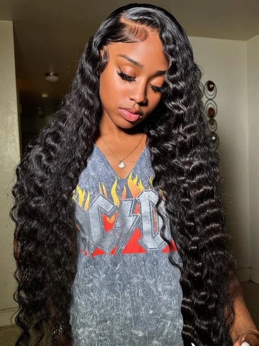46 Inch HD 13x6 Loose Deep Wave Lace Frontal Human Hair Wig Brazilian 13x4 360 Water Curly Lace Front Wigs For Women 200 Density