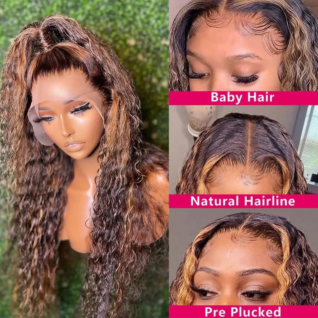 Highlight Deep Wave Wigs Human Hair Wig 13x6/13x4 HD Lace Frontal Wig 427 Honey Blonde 13x4 Lace Front Human Hair Wigs For Women