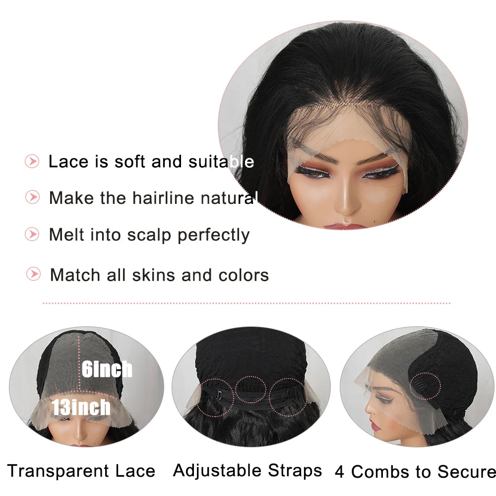 Kinky Curly Synthetic Wig 13x6 Lace Frontal Wig Highlight Brown 26" Synthetic Lace Wigs with Pre Plucked Baby Hair for Women