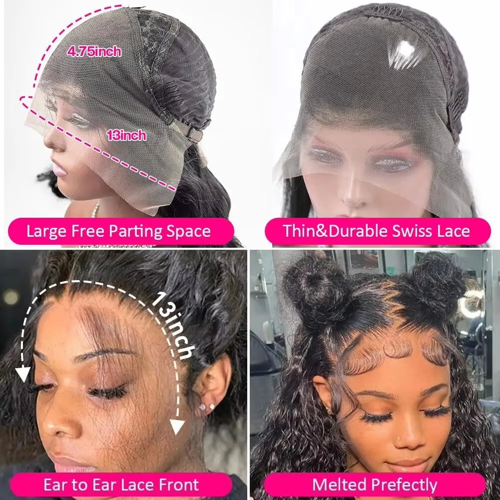 Kinky Curly Human Hair Wig Swiss Lace Frontal Curly Hair Glueless Wigs Pre Plucked Natural Hairline Lace Wig for Women