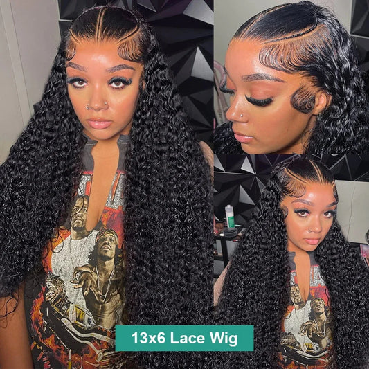 Deep Wave 13x4 13x6 Hd Lace Frontal Wigs Human Hair wig 30 40 42 Inch  Water Wave Curly 360 Lace Front Human Hair For Blak Women