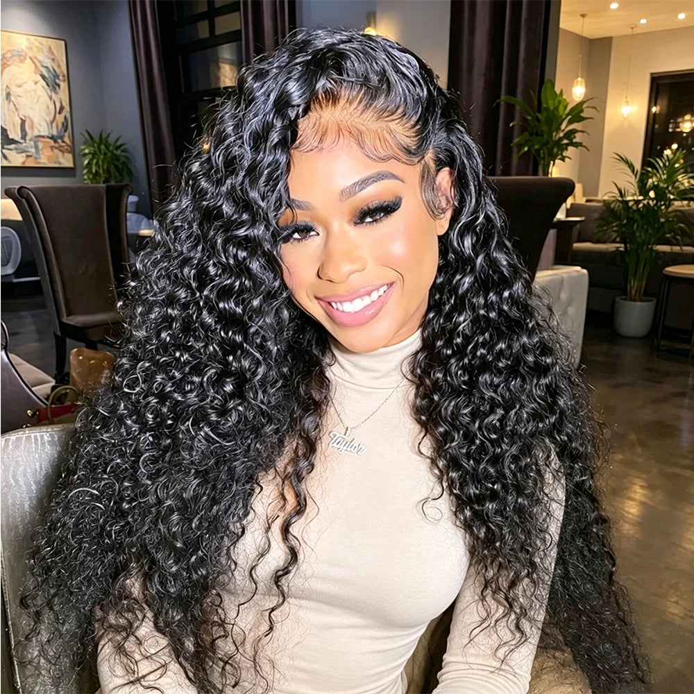 Kinky Curly Human Hair Wig Swiss Lace Frontal Curly Hair Glueless Wigs Pre Plucked Natural Hairline Lace Wig for Women