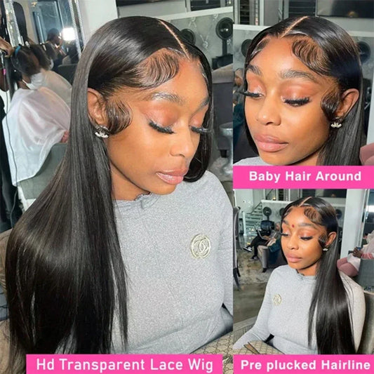 Hd Lace Frontal Wig 13x4 Lace Front Wig Human Hair 30 Inch Bone Straight Transparent 4x4 Human Hair Wigs Ready to Wear