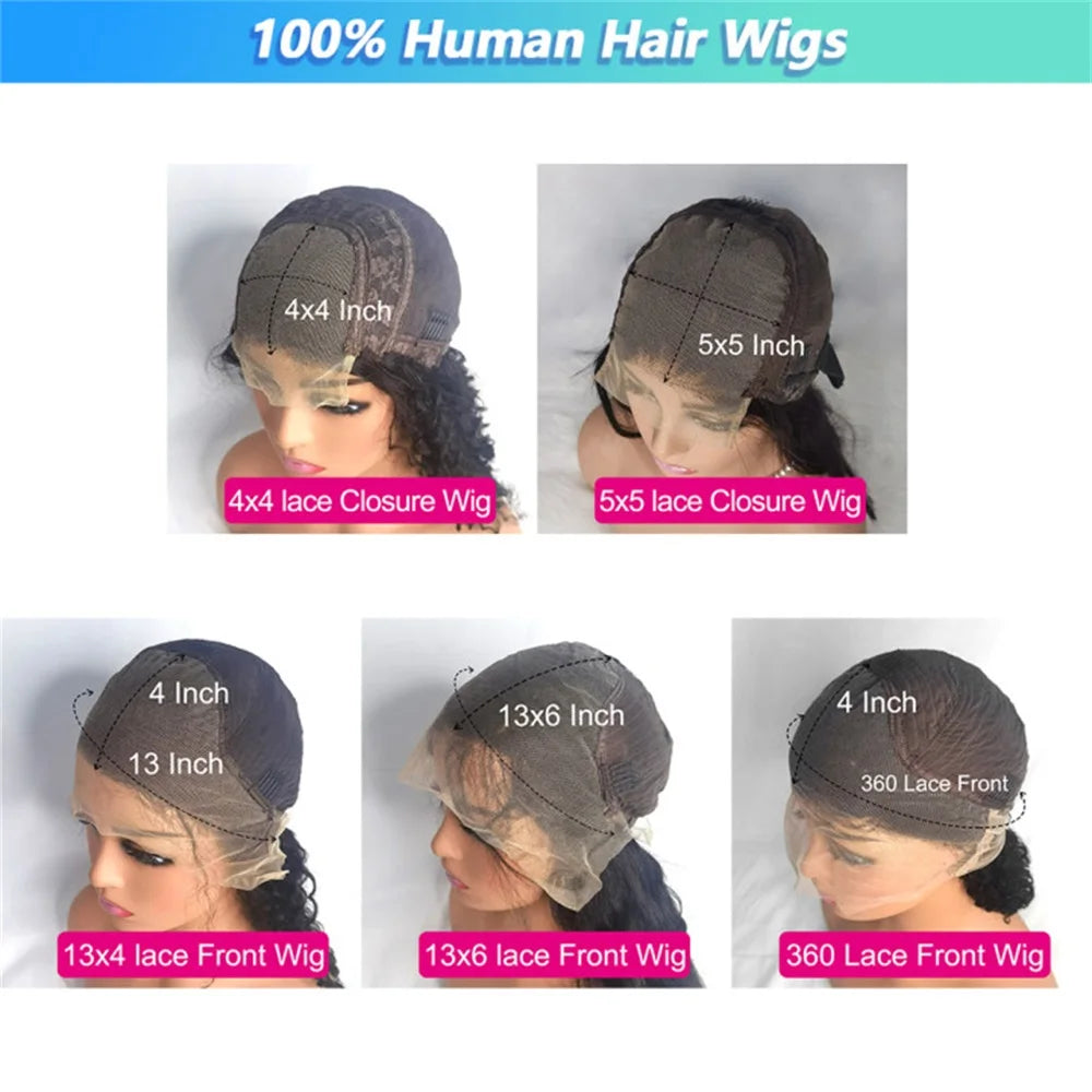 Deep Wave 13x4 13x6 Hd Lace Frontal Wigs Human Hair wig 30 40 42 Inch  Water Wave Curly 360 Lace Front Human Hair For Blak Women