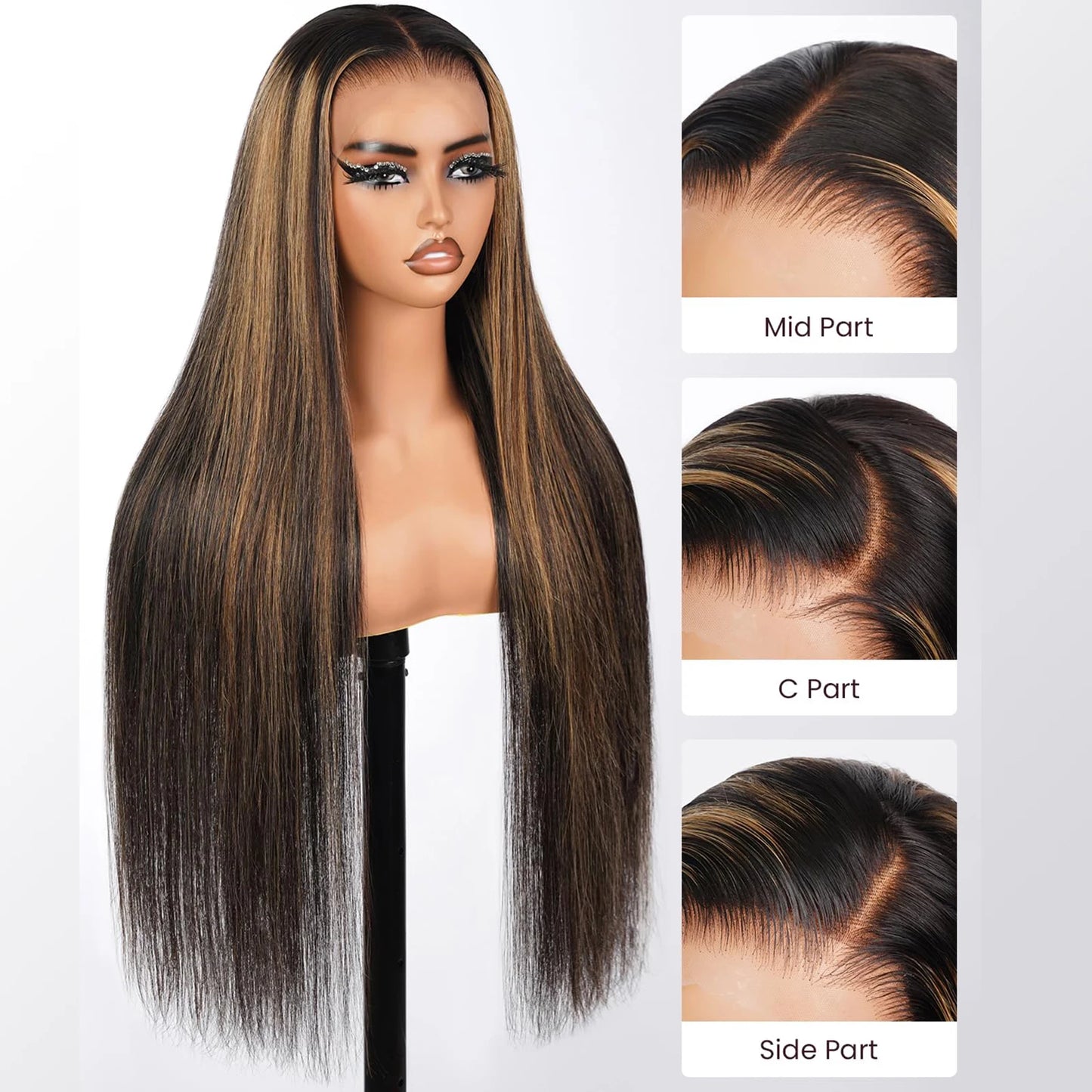13x6 Highlight Ombre Lace Front Wig Human Hair Pre Plucked OT4/30/27 Colored Honey Blonde Lace Front Wig Pre Plucked For Women