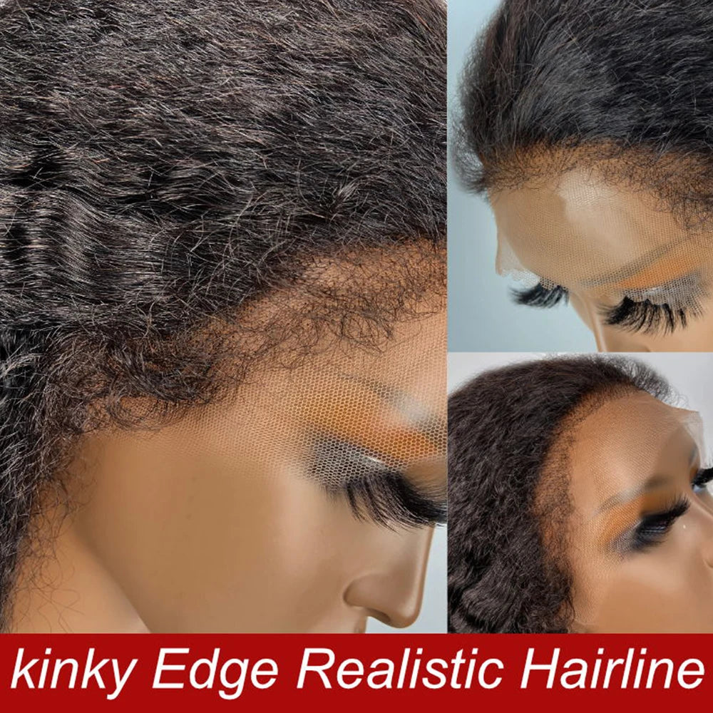 Kinky Straight Wig 4C Edges Baby Hair 13x6 Transparent Lace Front Wig Human Hair Pre Plucked 13x4 Yaki Straight Human Hair Wigs