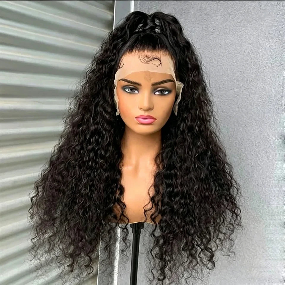 Kinky Curly Human Hair Wig Swiss Lace Frontal Curly Hair Glueless Wigs Pre Plucked Natural Hairline Lace Wig for Women