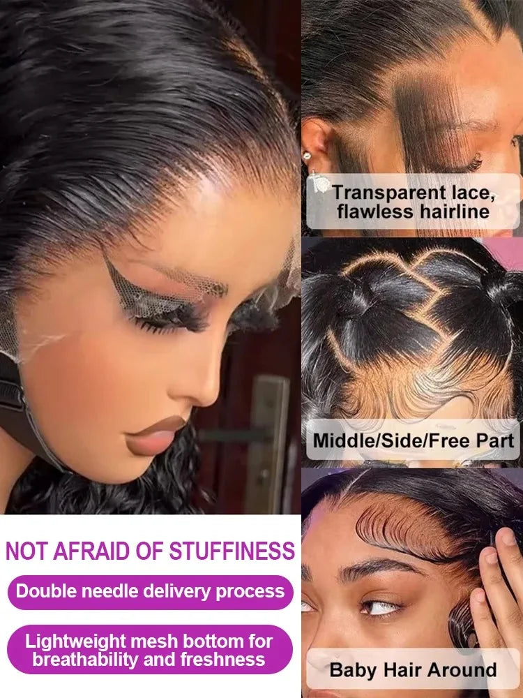 46 Inch HD 13x6 Loose Deep Wave Lace Frontal Human Hair Wig Brazilian 13x4 360 Water Curly Lace Front Wigs For Women 200 Density