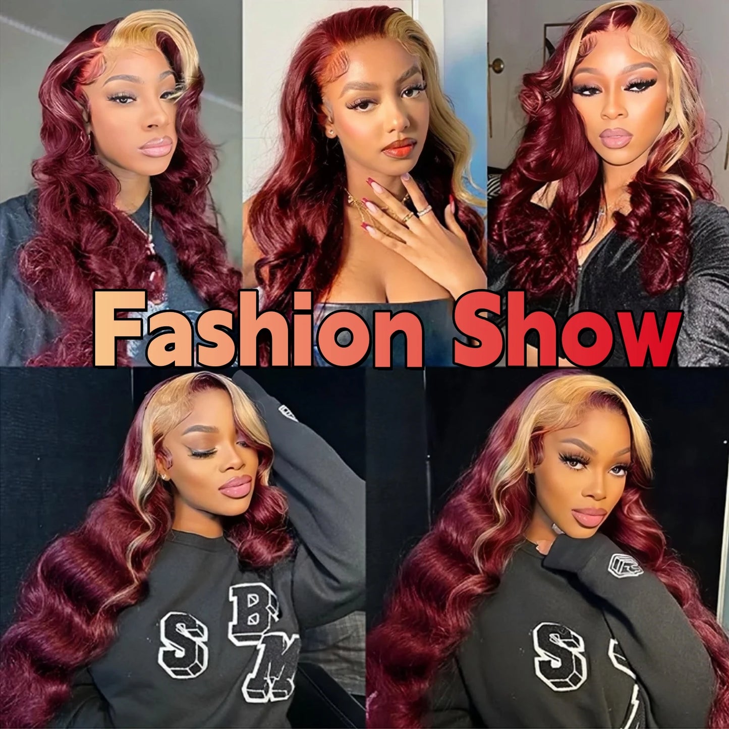 99J/613 Balayage Highlight Body Wave 13x4 Lace Front Brazilian Human Hair Wigs 30 Inch Ombre Burgundy Blonde Red Colored Wigs