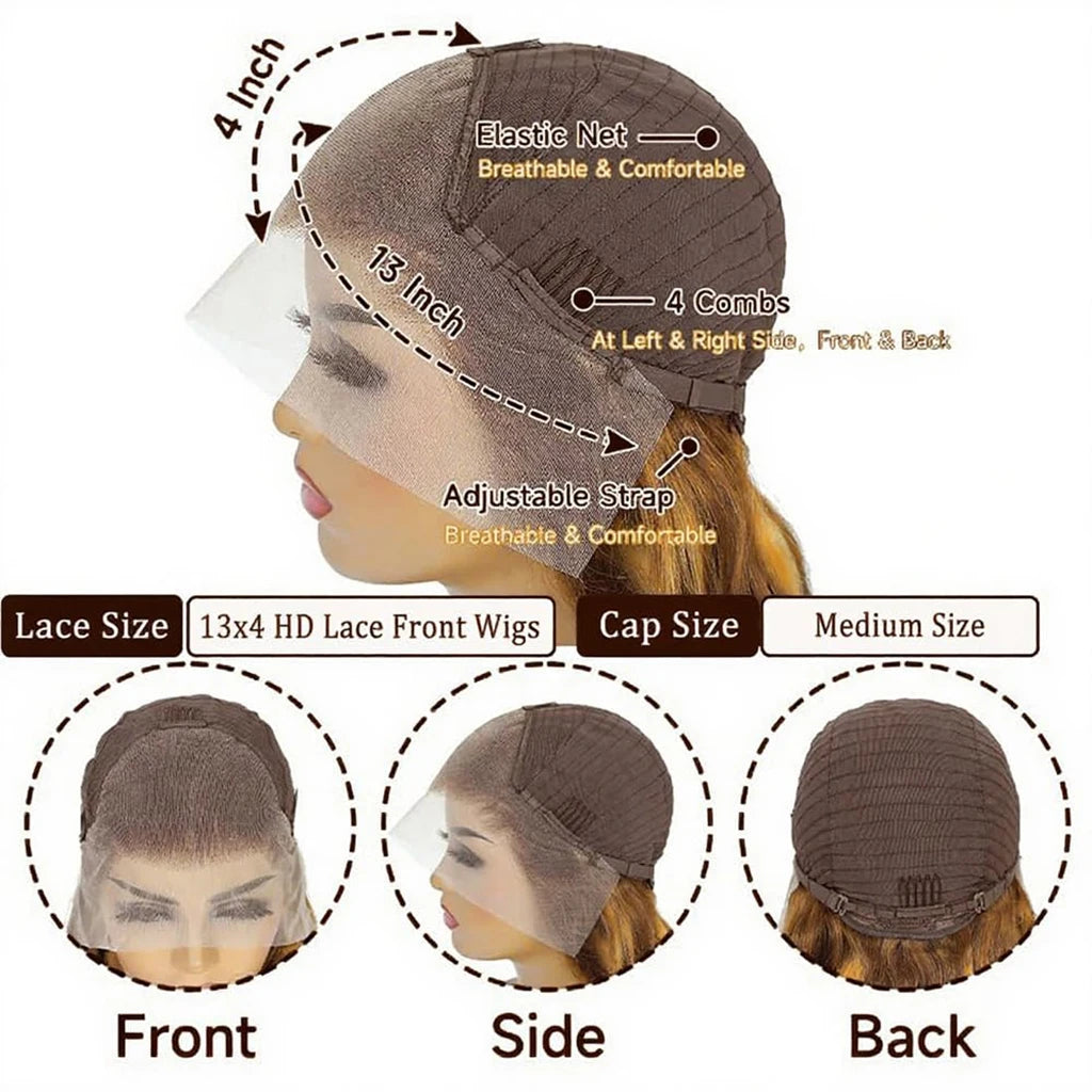 13*4 Loose Body Wave Lace Front Wigs 100% Human Hair Honey Blonde  P4/27 Highlight Ombre HD Lace Front Wigs 99J Burgundy Color