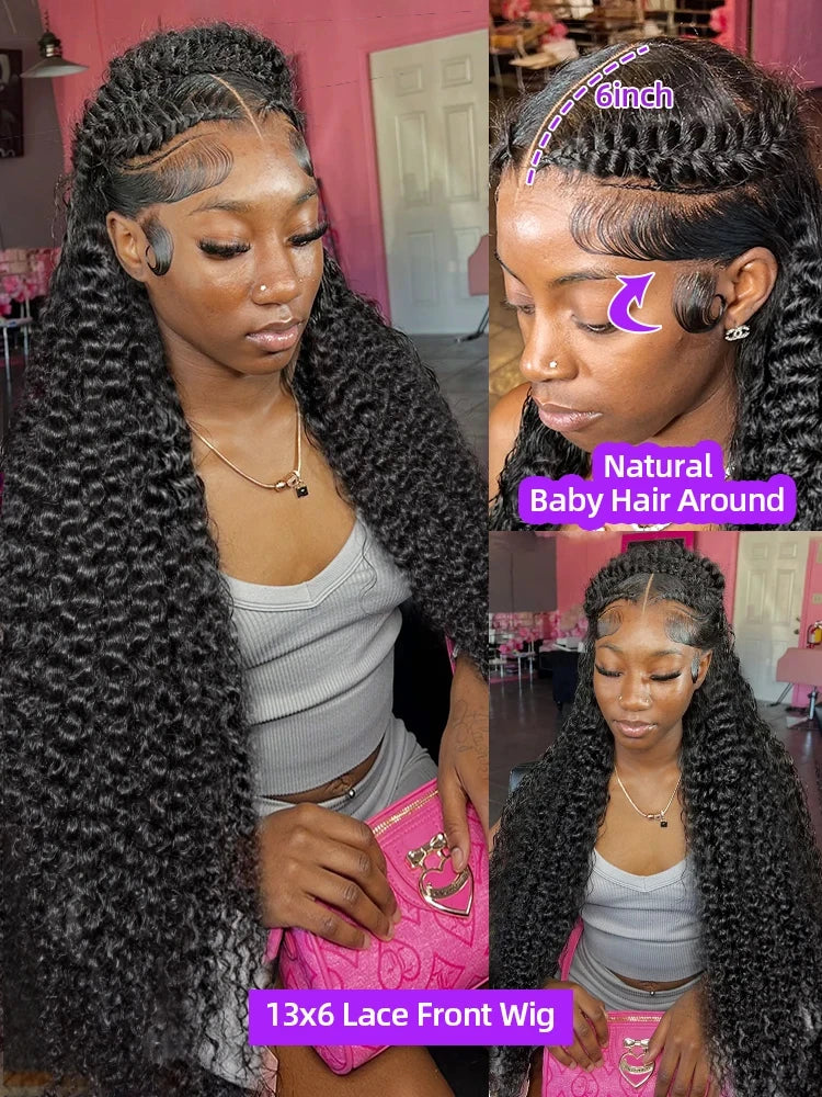 Deep Wave Human Hair Wigs 13X6 Hd Lace Frontal Wig Water Wave Lace Front Wigs Curly Brazilian Wigs 250 Density 40 Inch For Wome