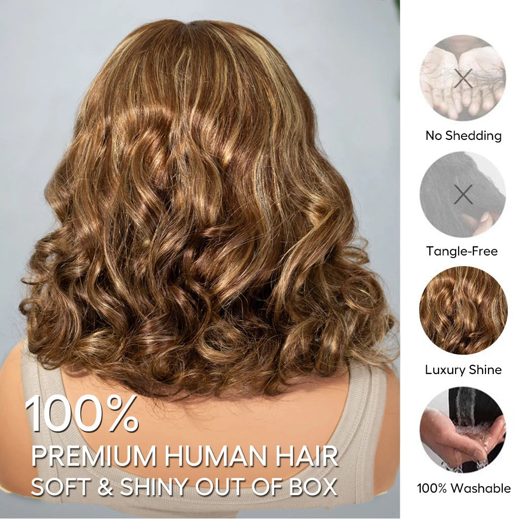 13*4 Loose Body Wave Lace Front Wigs 100% Human Hair Honey Blonde  P4/27 Highlight Ombre HD Lace Front Wigs 99J Burgundy Color