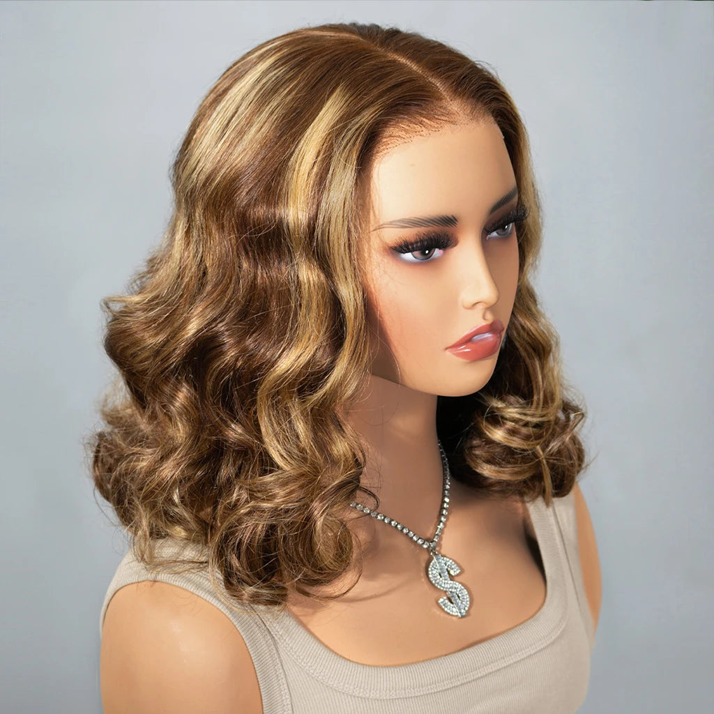 13*4 Loose Body Wave Lace Front Wigs 100% Human Hair Honey Blonde  P4/27 Highlight Ombre HD Lace Front Wigs 99J Burgundy Color