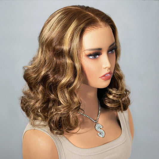 13*4 Loose Body Wave Lace Front Wigs 100% Human Hair Honey Blonde  P4/27 Highlight Ombre HD Lace Front Wigs 99J Burgundy Color