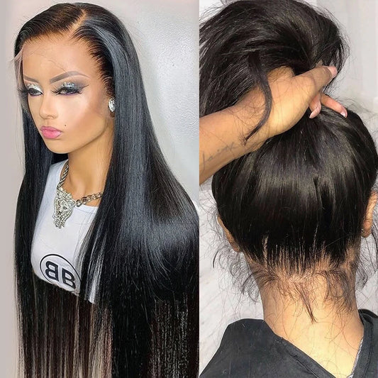 30 40 42 Inch 13x4 13x6 HD Transparent Bone Straight Lace Front Wig 200 Density Brazilian Lace Frontal Wigs Human Hair For Women
