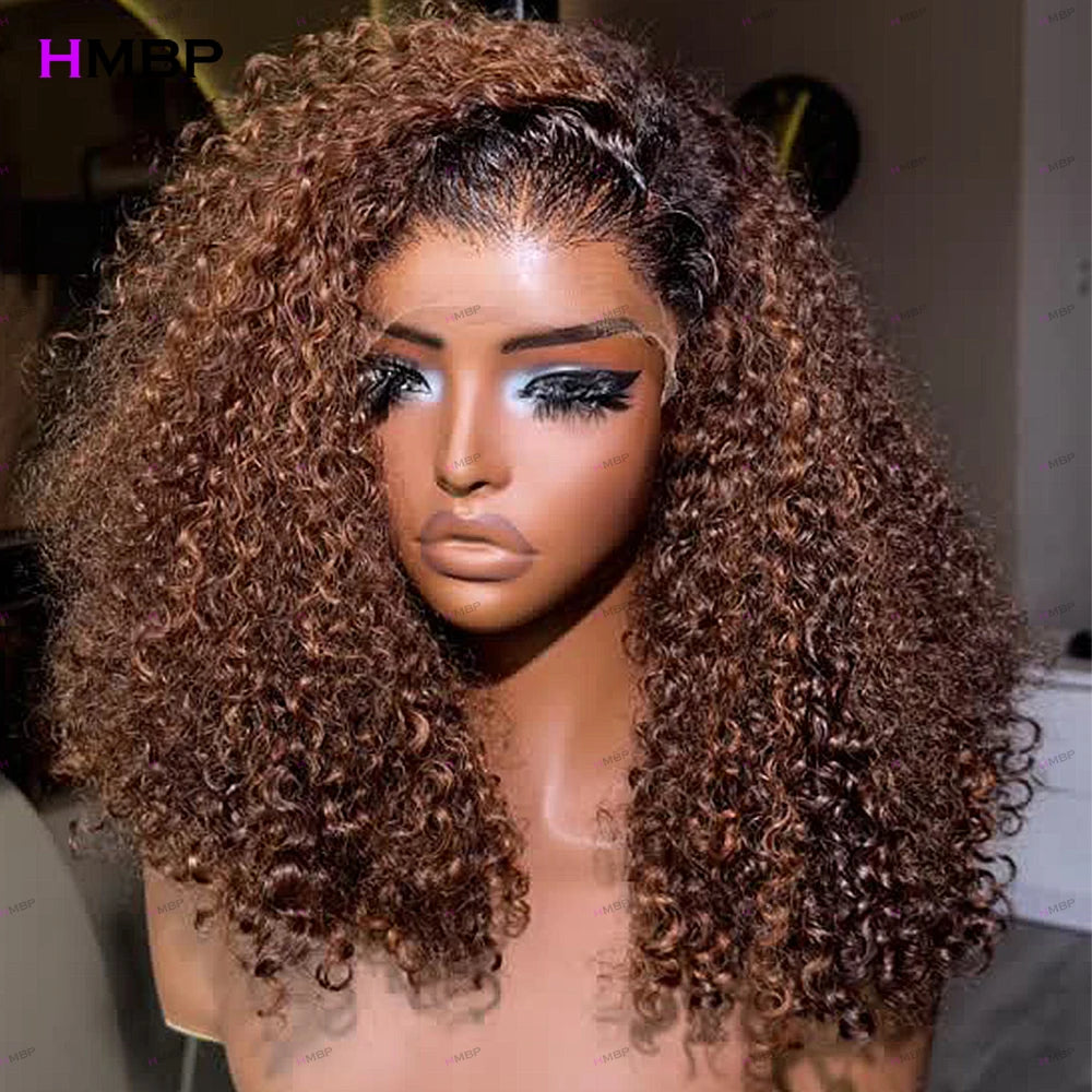 400 Density Brown Kinky Curly Color WIg 13x6 HD Lace Frontal Wig 100% Human Hair Wigs For Women 4x4 Lace Frontal Wig Pre plucked