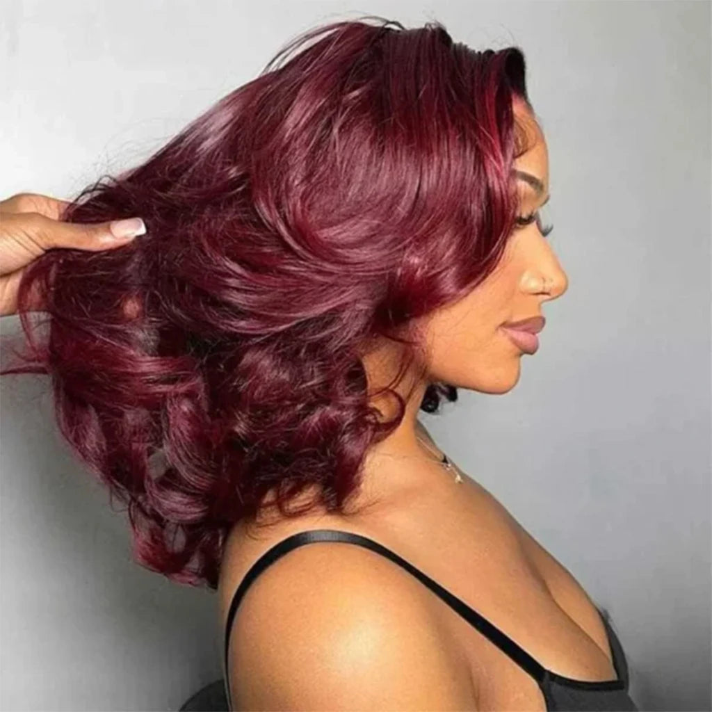 13*4 Loose Body Wave Lace Front Wigs 100% Human Hair Honey Blonde  P4/27 Highlight Ombre HD Lace Front Wigs 99J Burgundy Color