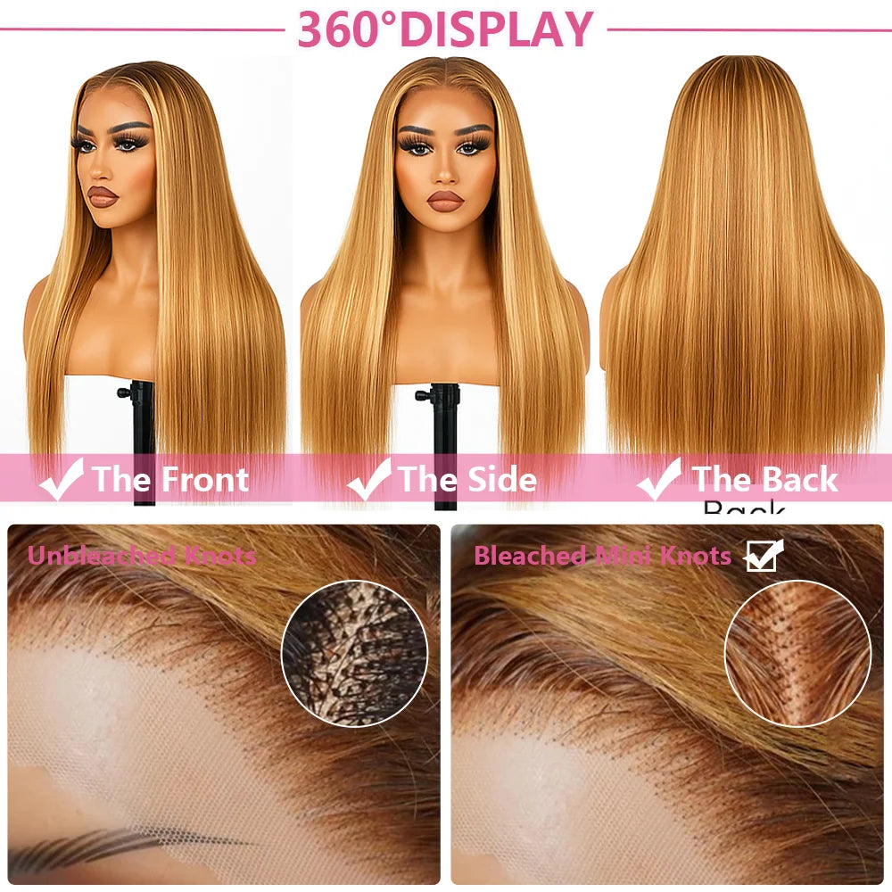 P4/27 Highlight Wig Human Hair 13x4 Bone Straight Lace Front Wigs Human Hair Ombre 613 Blonde Colored Human Hair Wig Pre Plucked