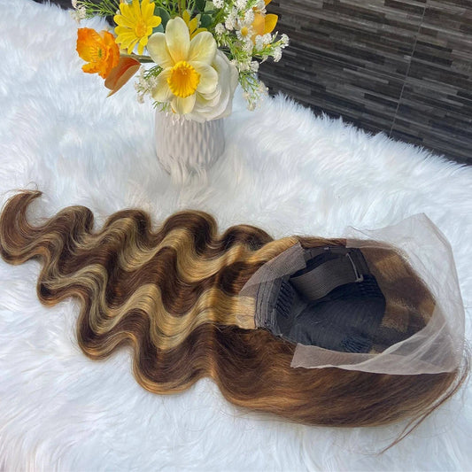 Colored Highlight Wigs Human Hair 13x4 13x6 Hd Lace Frontal Wig Brazilian 100% Human Hair P4/27 Blonde Ombre Body Wave Wigs