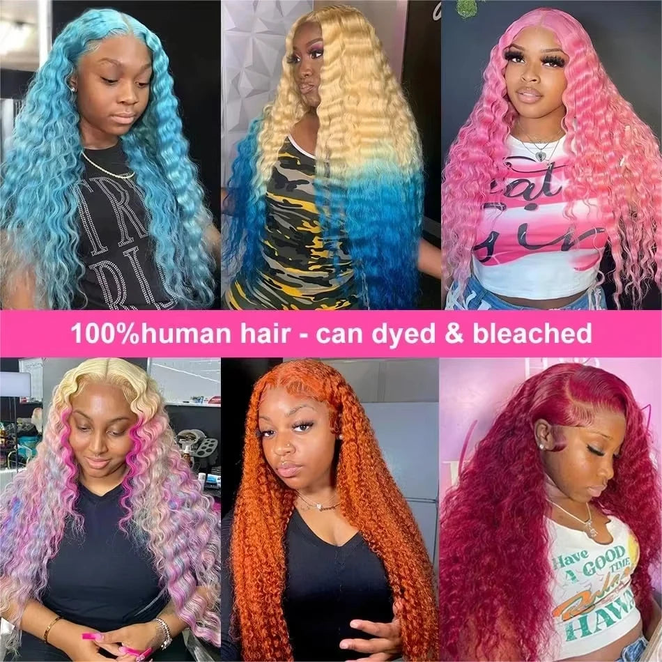 13x6 HD Lace Frontal Wig 613 Blonde Deep Wave 13x4 Transparent Lace Curly Human Hair Wigs Blonde Water Wave Wig for Women